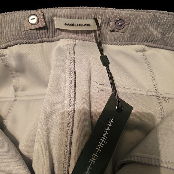 Maniere De Voir Light Gray Corduroy Pants - Picture 4 of 6